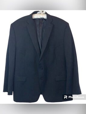 CALVIN KLEIN MENS WOOL SPORT COAT SUIT BLAZER BLACK LINED 48R